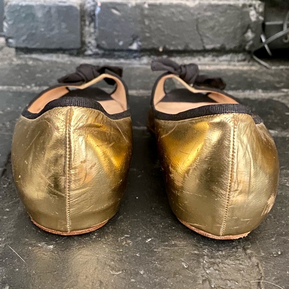 Christian Louboutin gold ballerina peep toe flats - Picture 11 of 16